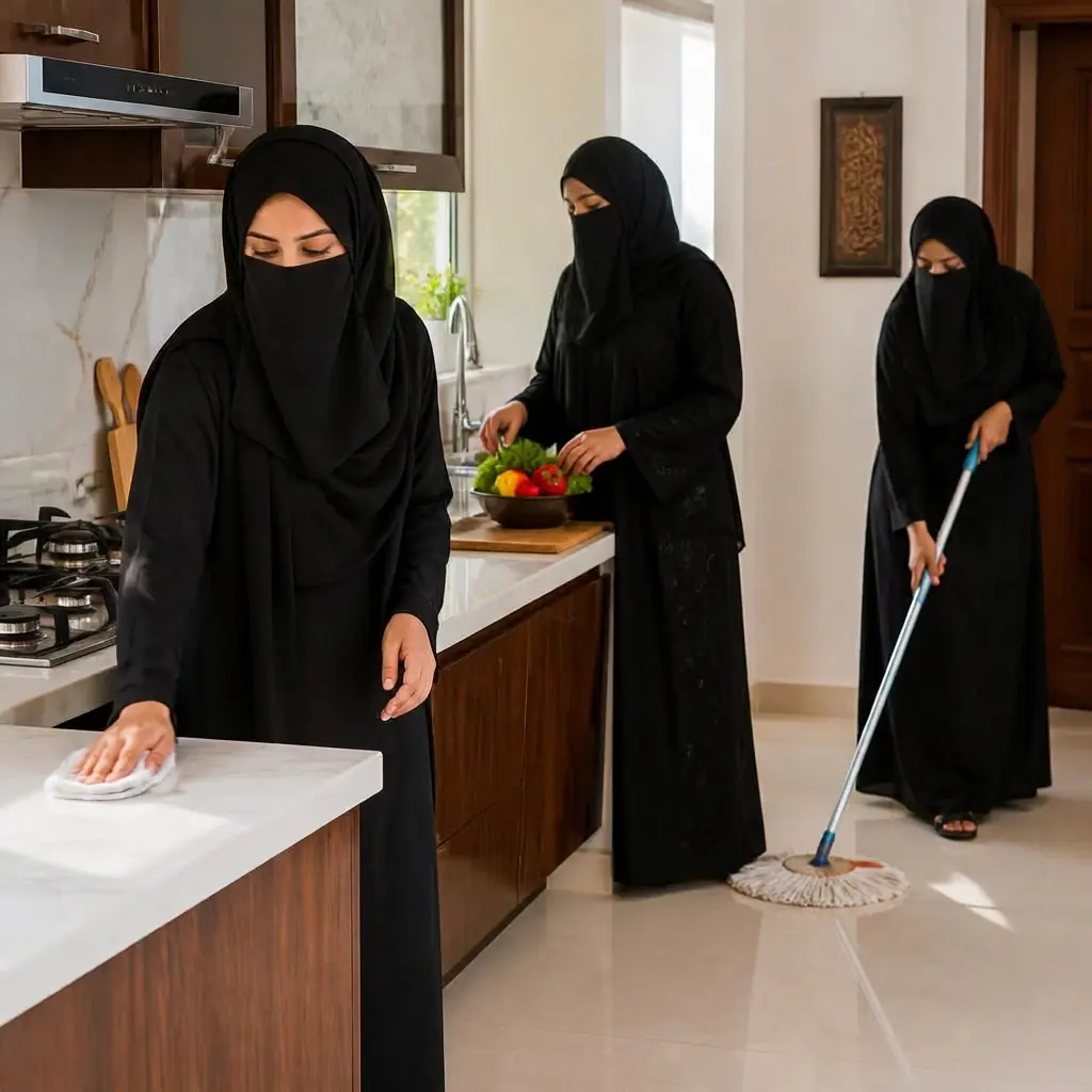 Kaam Wali domestic staff working together in a modern home