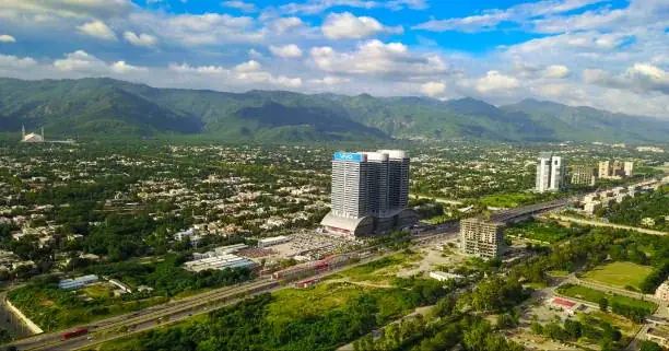 Aerial view of Rawalpindi and the twin cities skyline