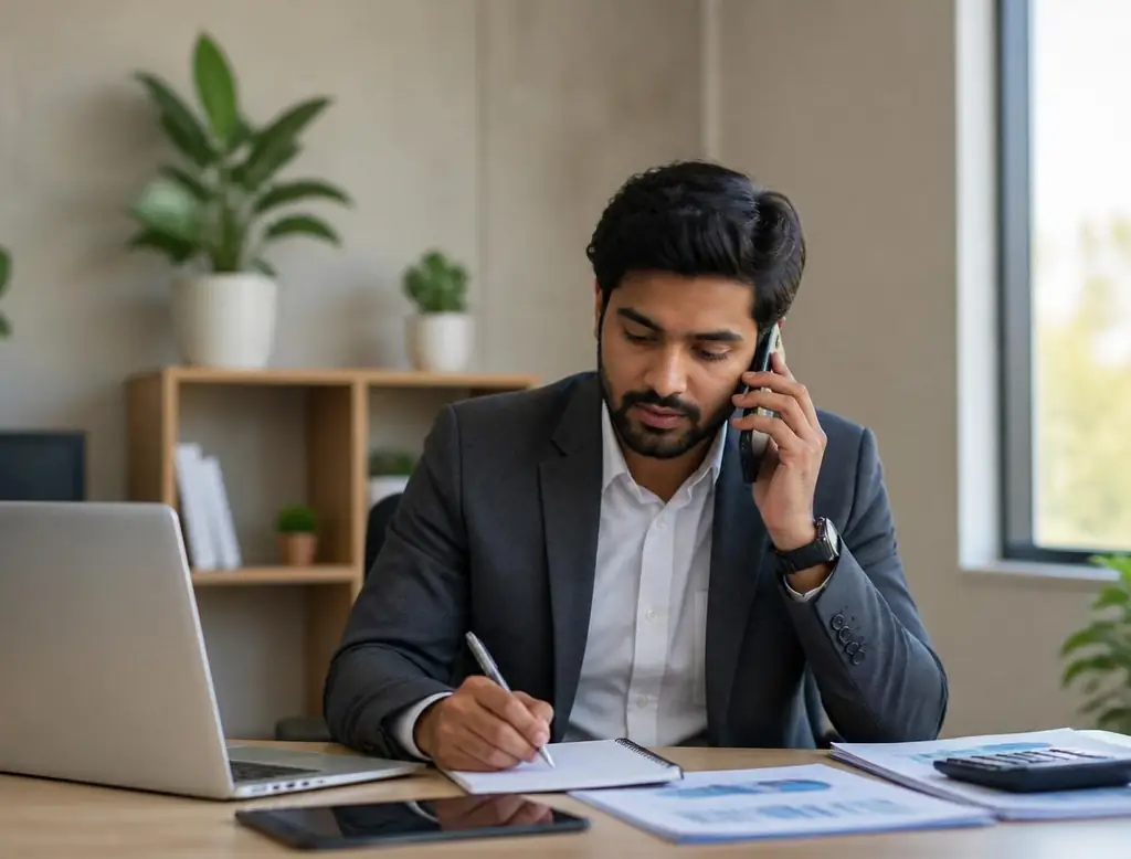 Family sharing household staffing requirements during a consultation call